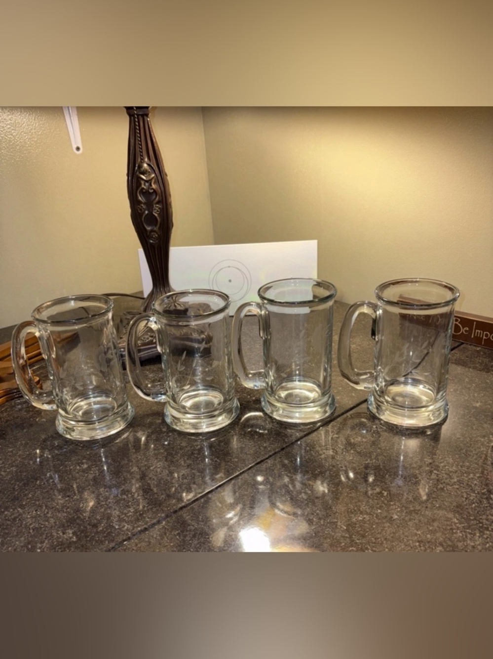 Princess House Heritage Beer Mugs Heavy Base—Set Of 4–5.5” Tall
